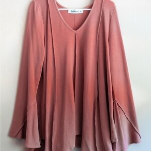 Three Bird Nest Blush Flared Sleeve Tunic